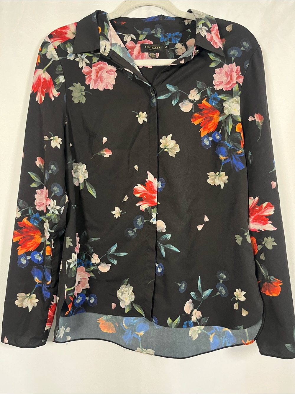 Ted baker London ebonny sandalwood floral print long sleeve blouse US SZ 8/M - Picture 4 of 11